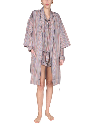 Paul Smith Dressing Gown With Striped Pattern In Multicolour