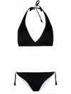 Fisico Cristina Ferrari Two-tone Halterneck Bikini In Nero