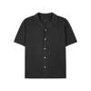 Rag & Bone Avery Short Sleeve Piqué Button-up Camp Shirt In Dark Grey