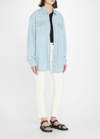 MOTHER THE WESTERN DISTRESSED DENIM OVERSHIRT