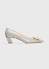 Roger Vivier Belle Vivier Buckle Ballerina Pumps In Light Grey