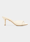 Veronica Beard Melli Twist Leather Kitten-heel Sandals In Snow