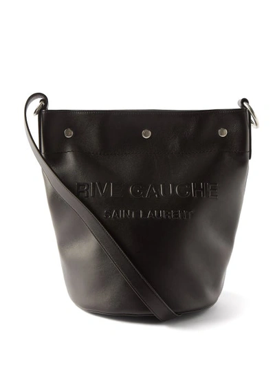 Saint Laurent Rive Gauche Leather Bucket Bag In Black