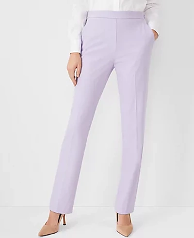 Ann Taylor The Petite Straight Pant In Bi-stretch In Soft Violet