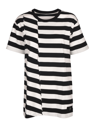 Yohji Yamamoto Striped T-shirt In Black/white