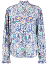 Isabel Marant Banessa Ruffled Printed Silk-blend Crepe Blouse In Fantasia