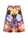 Dolce & Gabbana Multicolor Bermuda Shorts With All-over Hawaiian Print And Drawstrig In Silk Man In Of Luminarie