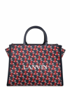 Lanvin Small Cabas Printed Coated Canvas Bag In Rosso/blu