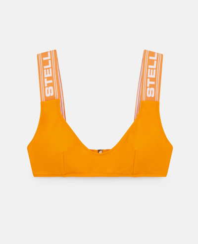 Stella Mccartney Sporty Logo Padded Brassiere Bra In Bright Orange