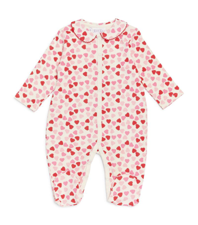 Rachel Riley Babies' Heart Print All-in-one (1-12 Months) In Red