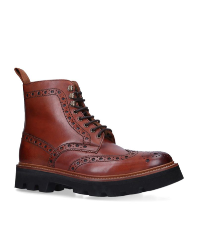Grenson Fred Lace-up Leather Ankle Boots In Tan