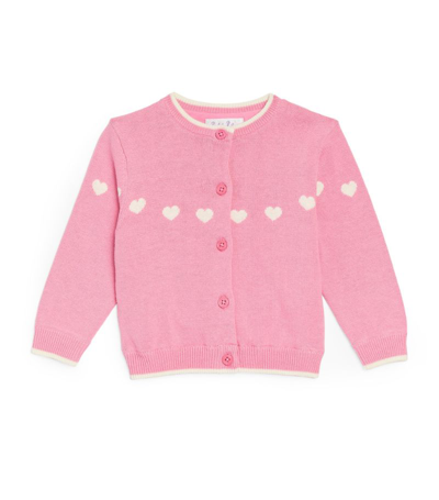 Rachel Riley Babies' Heart Intarsia Cardigan (1-12 Months) In Pink