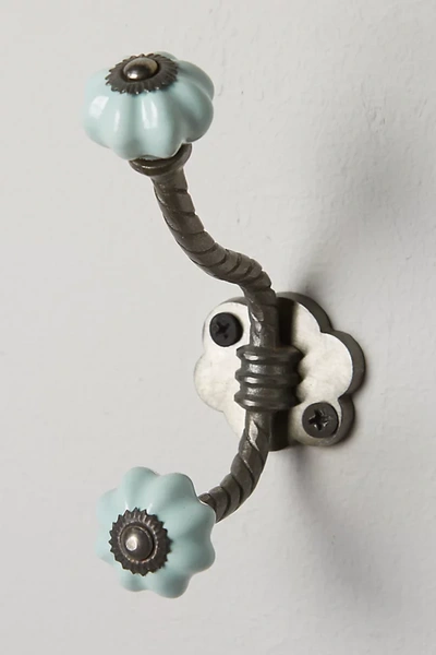 Anthropologie Ceramic Melon Hook In Blue