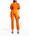Frame Le Slouch High Waist Straight Leg Jeans In Orange Crush