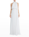 Halston Cecilia Gown In Chalk Black Micro