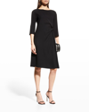 EMPORIO ARMANI TECHNO CADY GATHERED SHIFT DRESS