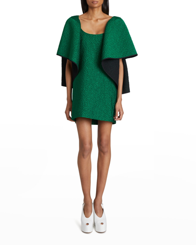 Dries Van Noten Dylas Dot Jacquard Cape Mini Dress In Green | ModeSens