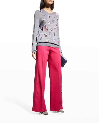 Libertine Mille Fleur Cashmere-silk Sweater In Grey