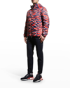 Moncler Bressay Graphic-print Shell-down Hooded Puffer Jacket In Plum