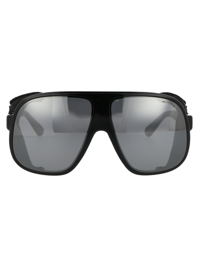 Moncler Diffractor 66mm Mirrored Sunglasses In 05c Black