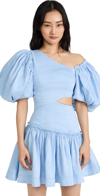Aje Chateau Cutout Linen-blend Mini Dress In Blue-lt