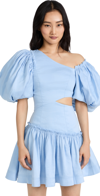 Aje Chateau Cutout Linen-blend Mini Dress In Sky Blue