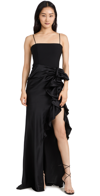 Cinq À Sept Drina Sleeveless Satin Wrap Gown In Black