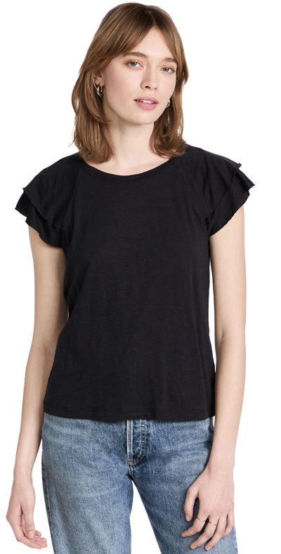 Paige Linnea Flutter-sleeve Tee In Black