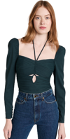 Self-portrait Slate Stretch Crepe Cut Top In Slate
