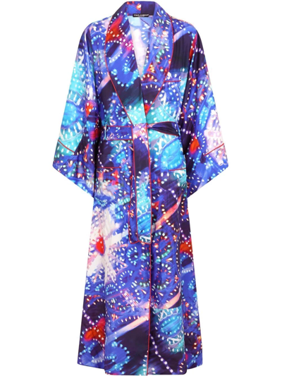 Dolce & Gabbana Luminaire-print Long Silk Dressing Gown In Multicolor