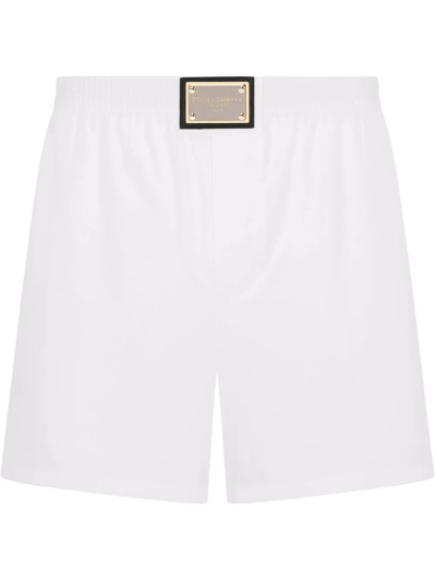 Dolce & Gabbana Logo Plaque Boxer Shorts In White