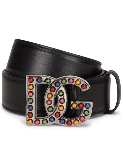 Dolce & Gabbana Buckle Leather Belt In Black