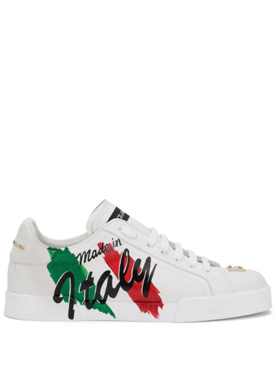 Dolce & Gabbana Made In Italy Print Sneakers In White