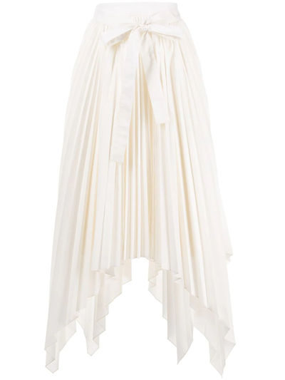 Rosetta Getty Asymmetric Pleated Skirt In White