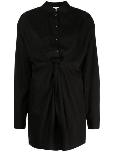 Rosetta Getty Twist-front Collared Tunic Shirt In Black