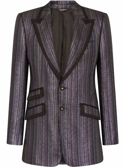 Dolce & Gabbana Metallic-stripe Suit Jacket In Black