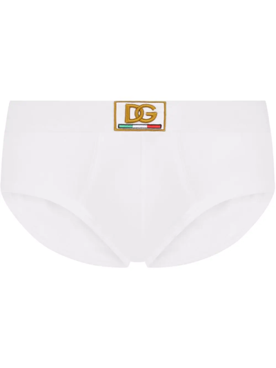 Dolce & Gabbana Logo-waistband Cotton Briefs In White