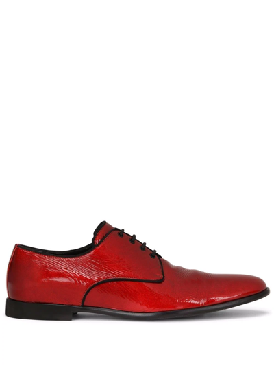 Dolce & Gabbana Raffaello Derby Shoes In Red Naplack Patent Leather