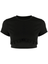 Onefifteen X Beyond The Radar Cropped Ruffle-trim T-shirt In Black