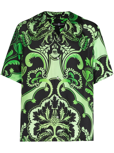 Edward Crutchley Motif-print Silk Shirt In Green