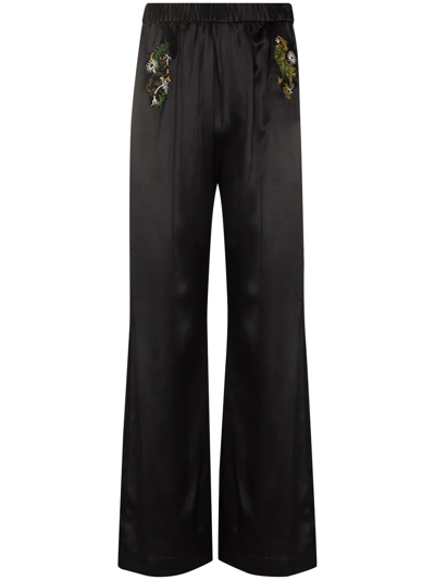 Edward Crutchley Ferret Wide-leg Silk Trousers In Black