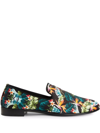 Giuseppe Zanotti Lewis Tropical Graphic-print Loafers In Black