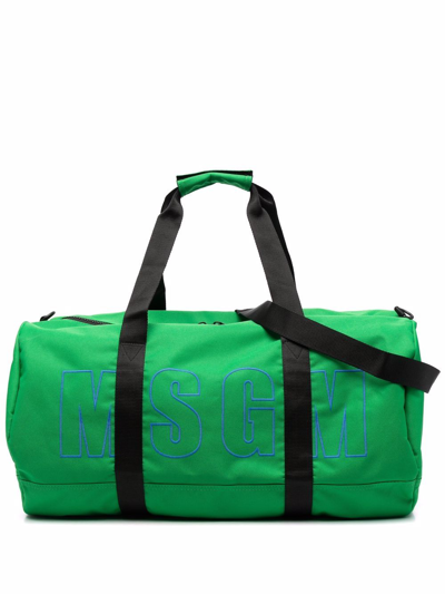 Msgm Logo-print Luggage Bag In Green