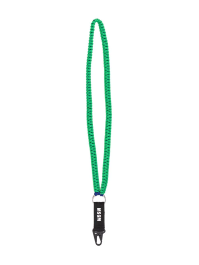 Msgm Logo-print Lanyard Keychain In Green