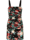 Dolce & Gabbana Sequinned Floral Motif Mini Dress In Black