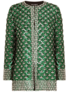 Dolce & Gabbana Scale Strass Embellished Organza Jacket In Green