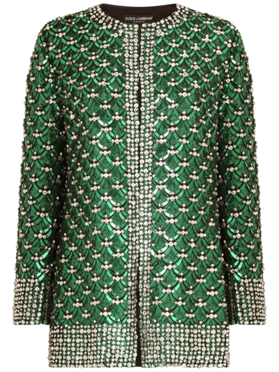 Dolce & Gabbana Scale Strass Embellished Organza Jacket In Multicolor