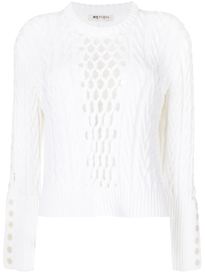 Ports 1961 Cable-knit Cotton-knit Jumper In Ivory