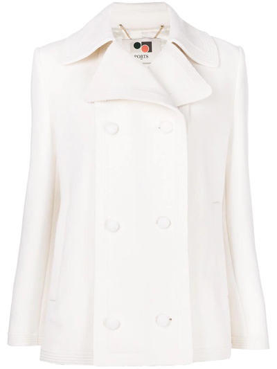Ports 1961 Virgin Wool-cashmere Double-breasted Coat In Ivory