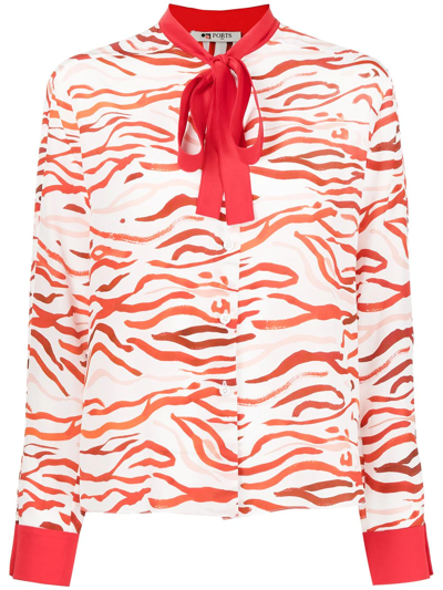 Ports 1961 Zebra-print Silk Blouse In Red